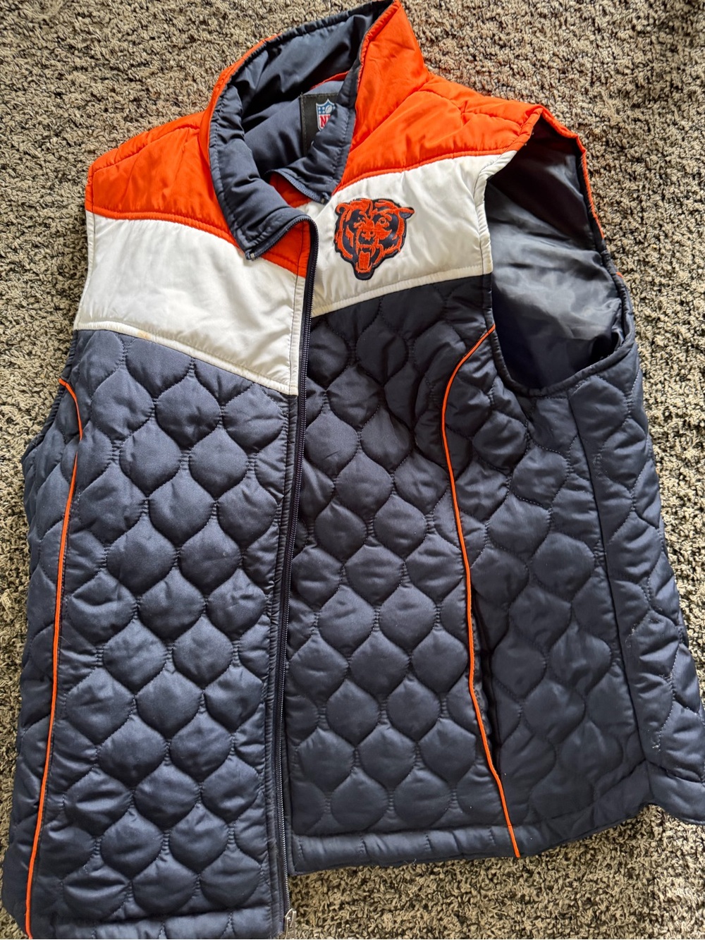 Chicago Bears xl Quilted Vest - Navy & Orange